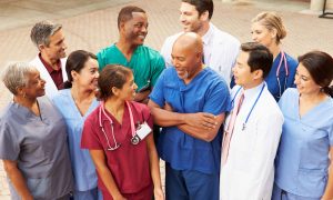 group of doctor smiling and standing